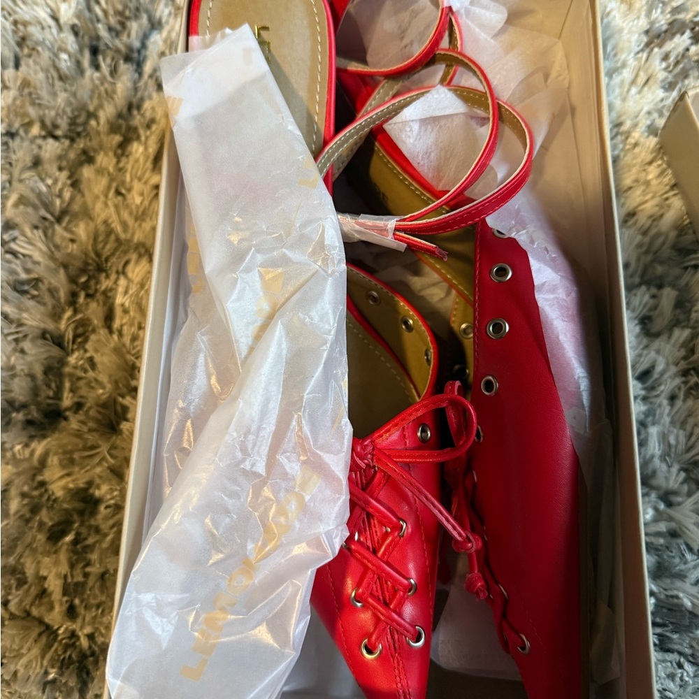 Red Women's Lace-Up Pumps